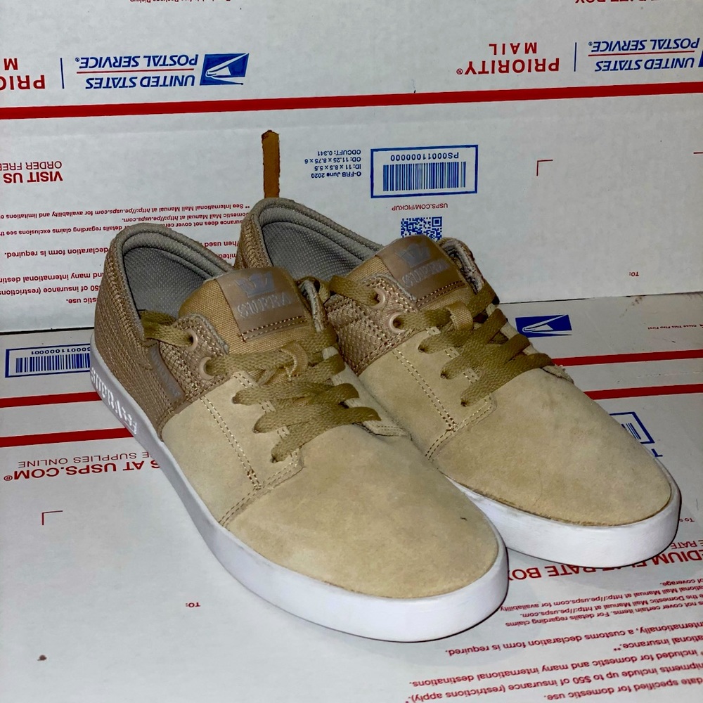 Supra cream Beige Suede Mesh Low Sneaker M 7.5 W 9